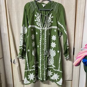 Monsoon Olive Green Smocked Dress